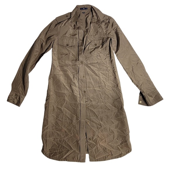 GAP Dresses & Skirts - Gap Women Olive Green Military Utility Shirt Dress Long Sleeve Size 0 Epaulets
